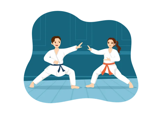 Karate athletes fighting  Illustration