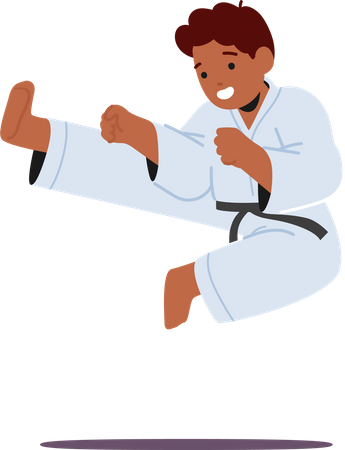 Karate Boy dominando las artes marciales  Ilustración