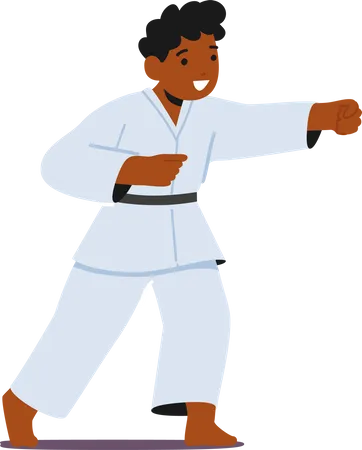 Karate Child Boy Character Disciplined And Skilled In Martial Arts Kid Trains Aiming To Achieve Mastery And Embodying The Principles Of Respect And Self Control Cartoon People Vector Illustration Illustration