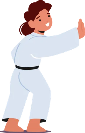 Karate Girl mostra habilidades com foco e precisão  Ilustração