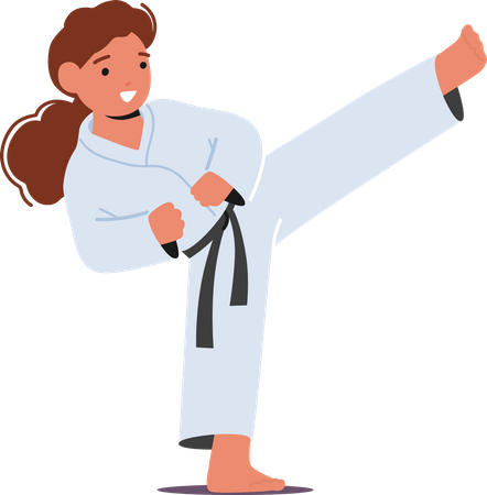 Karate Girl Showing Art Of Self-defense  Illustration