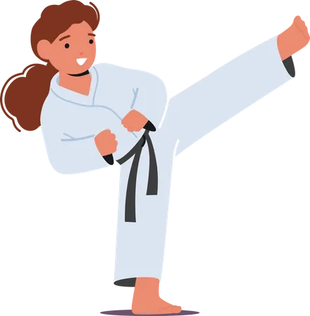 Karate Girl Character Fierce Disciplined And Determined Child Gracefully Masters The Art Of Self Defense Showcasing Her Strength And Dedication In Every Move Cartoon People Vector Illustration Illustration