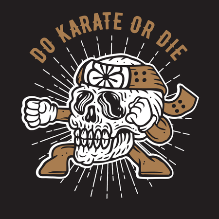 Mach Karate oder stirb, Totenkopf  Illustration