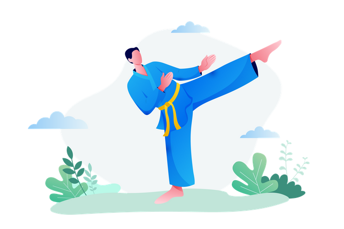 Hombre de Karate en el tren  Ilustración