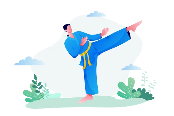 Hombre de Karate en el tren  Ilustración