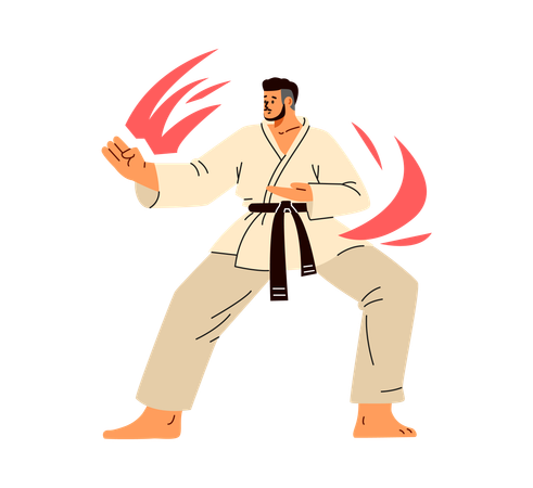 Karate man fighter in kimono  Illustration