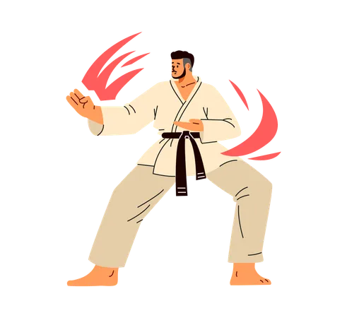 Karate man fighter in kimono  Illustration