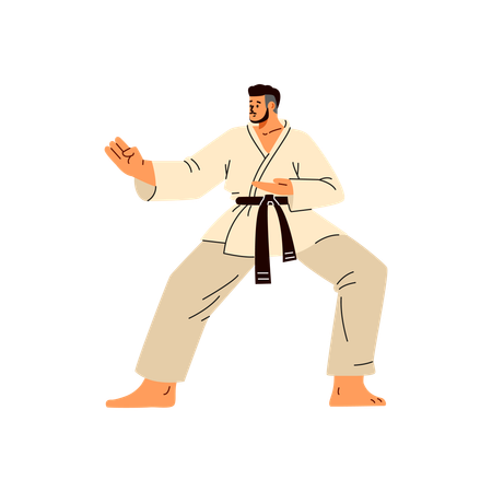 Karate man fighter in kimono  Illustration