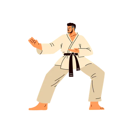 Karate man fighter in kimono  Illustration