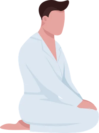 Karate practitioner sitting in seiza style Illustration