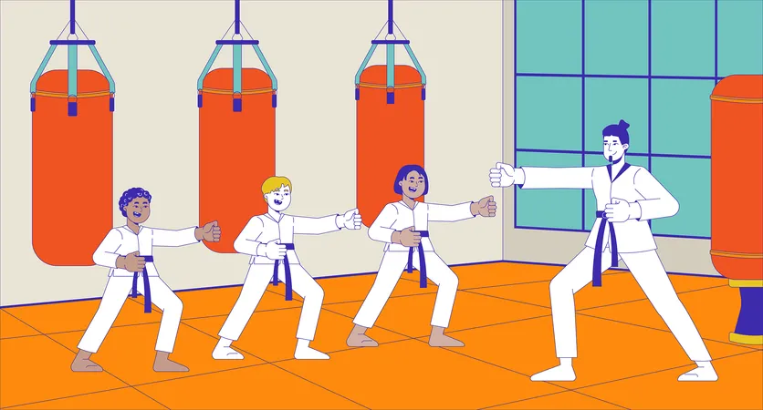 Karate Sensei Training für Kinder  Illustration