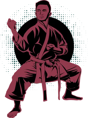 Victoria de un solo golpe en Karate  Ilustración