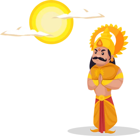 Karna adorando al Señor Sol  Ilustración