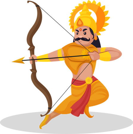 Karna holding bow and arrow  Illustration