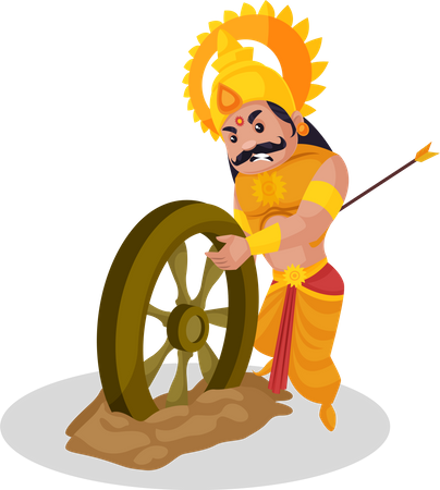 Karna pushing wheel Illustration