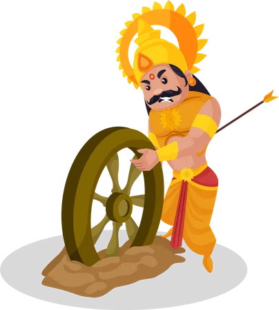 Karna pushing wheel  Illustration