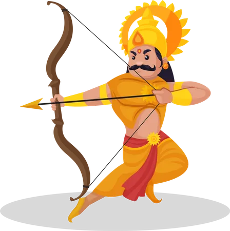 Karna segurando arco e flecha  Ilustração