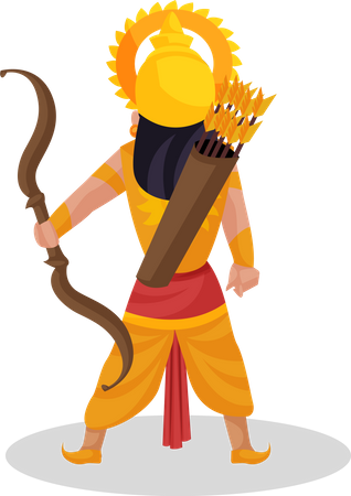 Karna standing with holding bow  Illustration