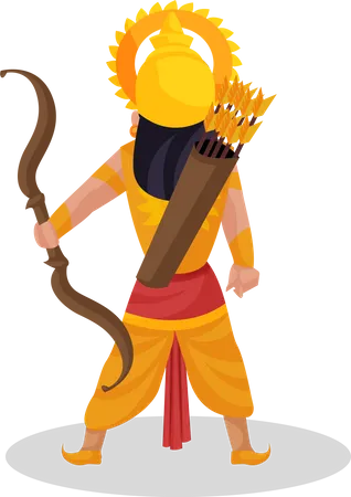 Karna standing with holding bow  Illustration