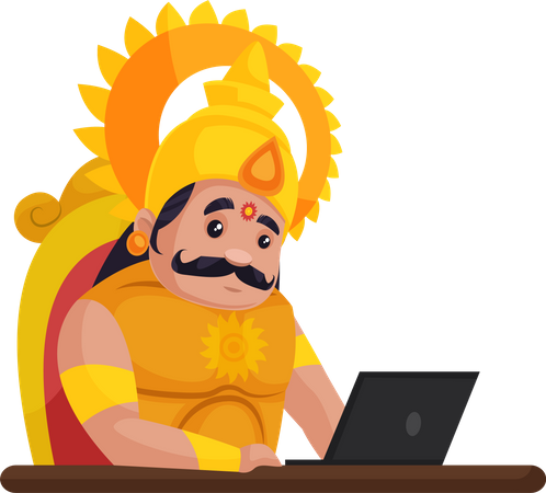 Karna trabalhando no laptop  Ilustração