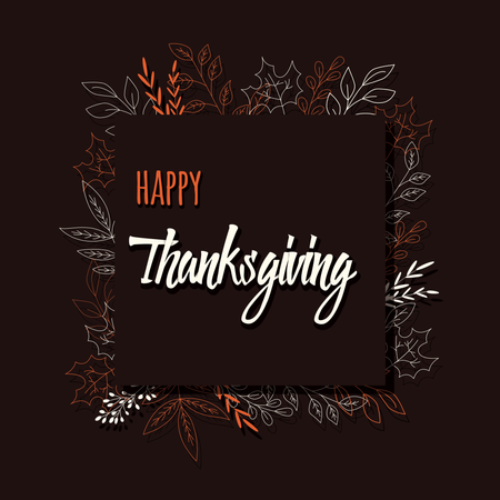 Happy Thanksgiving Day-Karte mit floralen Dekorationselementen, farbenfrohes Design  Illustration