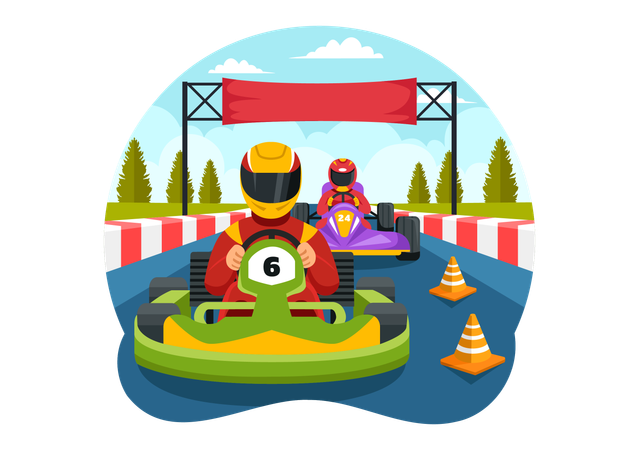 Karting Sport con juego de carreras  Ilustración