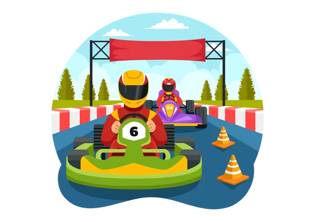 Karting Sport con juego de carreras  Ilustración