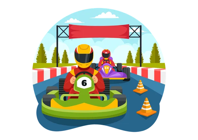 Karting Sport with racing game  Illustration