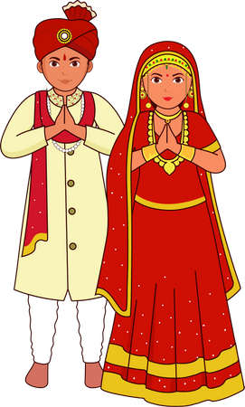 Kashmiri Wedding Couple Illustration