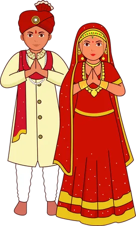 Kashmiri Wedding Couple Illustration