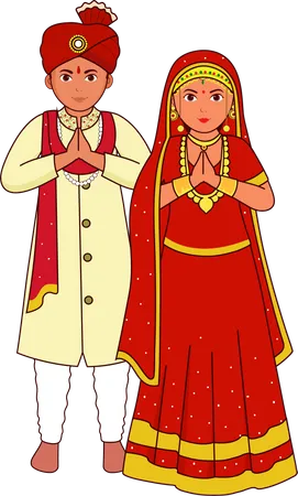 Kashmiri Wedding Couple  Illustration