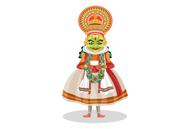 Kathakali dancer holding blank white page  Illustration