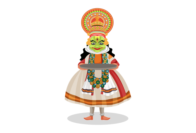 Kathakali dancer holding plate Illustration