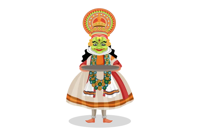 Kathakali dancer holding plate  Illustration