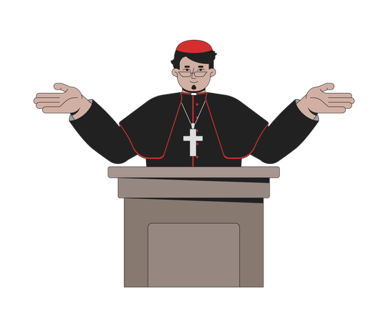 Katholischer Kardinal hält Rede am Podium  Illustration