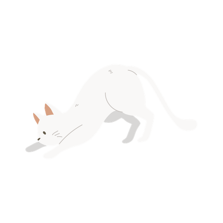 Kawaii Cat in Relaxing Posture  Illustration