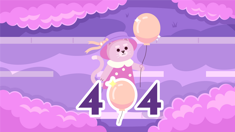 Kawaii cat with balloon watching clouds  Illustration