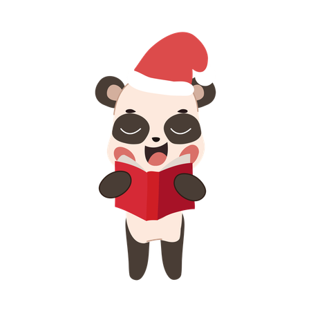 Panda Kawaii cantando no Natal Panda Kawaii vestido para o inverno  Ilustração