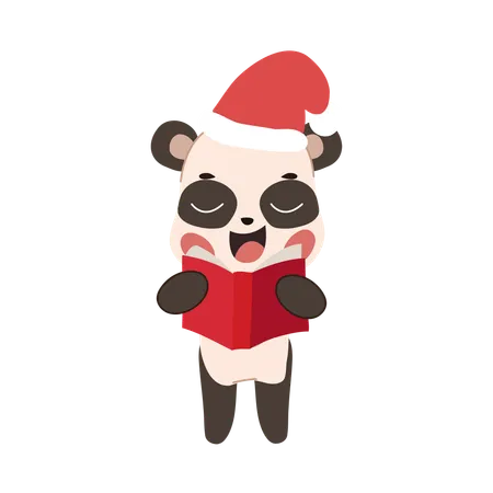 Panda Kawaii cantando no Natal Panda Kawaii vestido para o inverno  Ilustração