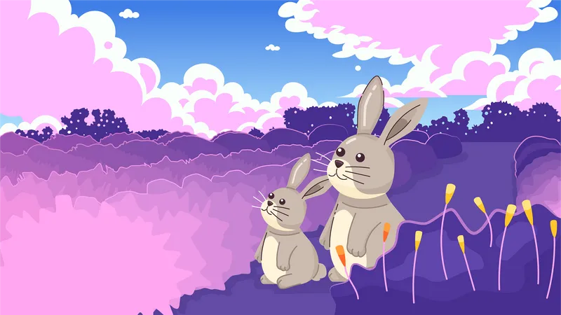 Kawaii rabbits  Illustration