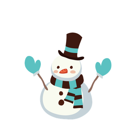 Kawaii snowman  Illustration