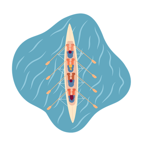 Kayaking team sport  Illustration