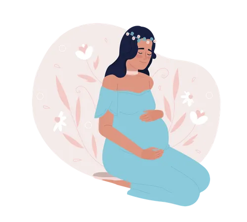 Keep Mental Wellbeing During Pregnancy 2 D Vector Isolated Spot Illustration Soon To Be Mother Hugging Pregnant Belly Flat Character On Cartoon Background Colorful Editable Scene For Mobile Website Illustration