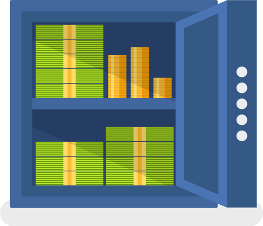 Keeping Money in Safebox  Illustration