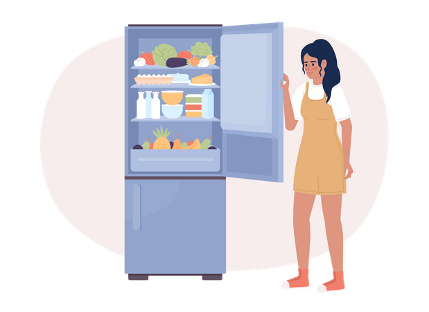 Keeping refrigerator full for energy efficiency  Illustration