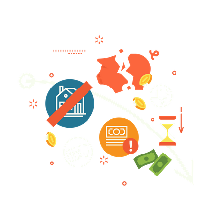 Kein Pensionsplan oder Verlust von Ersparnissen während der Wirtschaftsrezession  Illustration