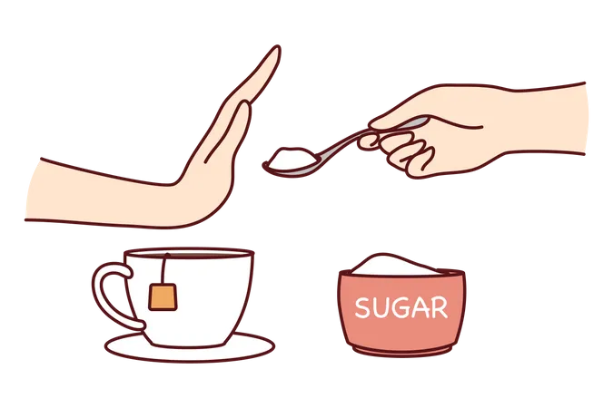 Kein Zucker im Tee  Illustration