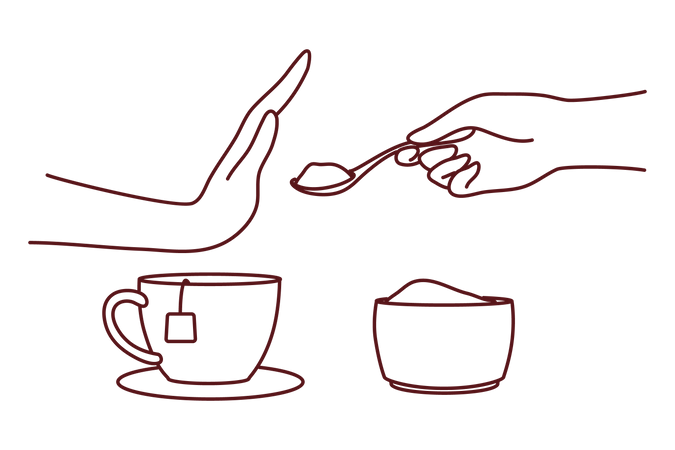 Kein Zucker im Tee  Illustration