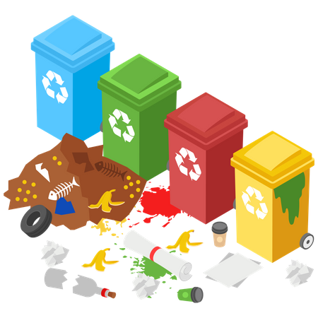 Keine Nutzung von Recycling-Mülltonnen  Illustration