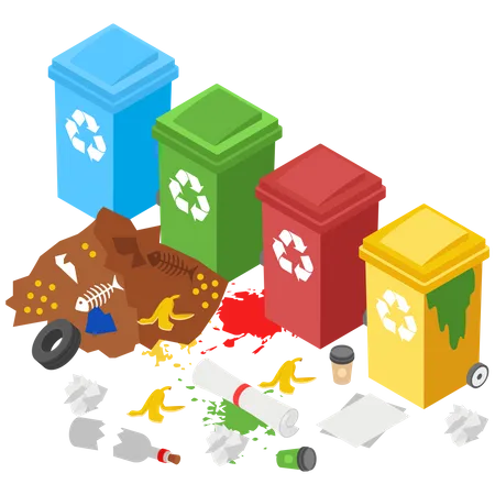 Keine Nutzung von Recycling-Mülltonnen  Illustration